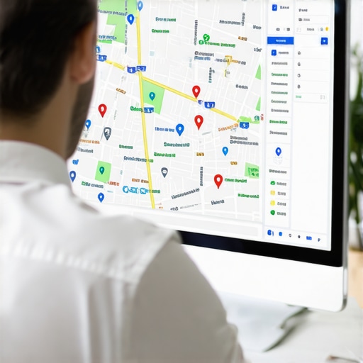 Expert analyzing Google Maps performance metrics on a computer.