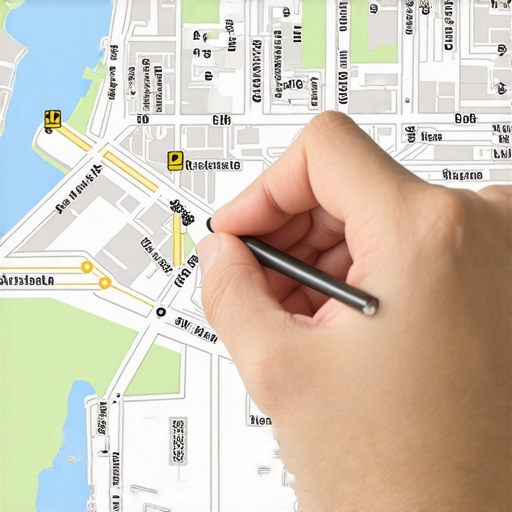 Person calibrating digital map using stylus on screen