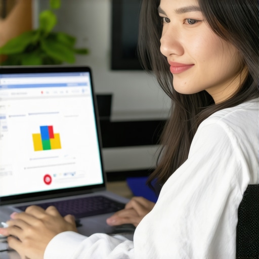 Business owner working on Google My Business profile with local SEO tools