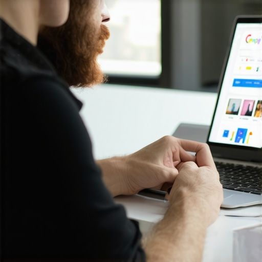 Business owner updating Google My Business profile with photos and local info in Stockton