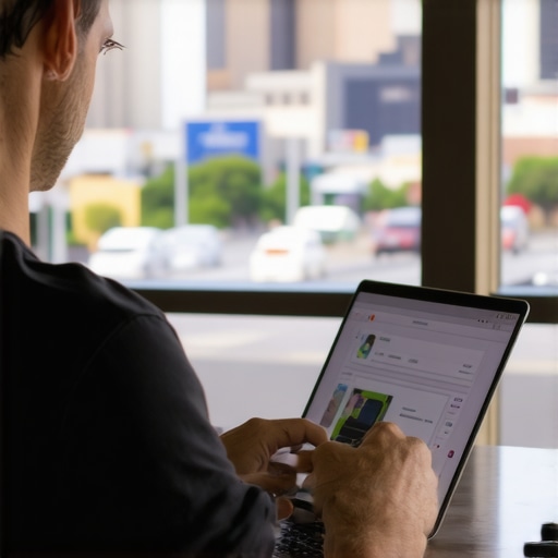 Stockton business owner updating Google My Business profile on a laptop.