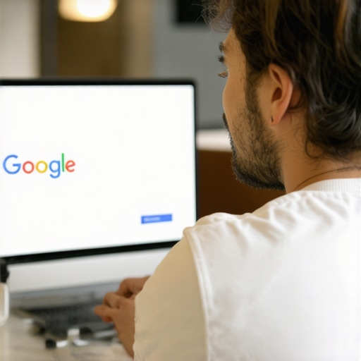 Business owner optimizing Google My Business profile on computer