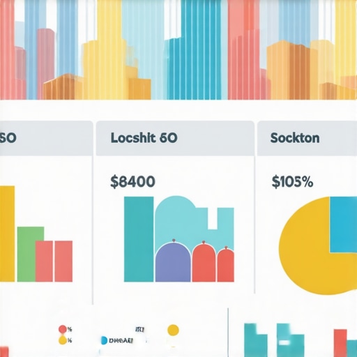 Local SEO Analytics Dashboard Digital dashboard displaying local SEO performance metrics for Stockton