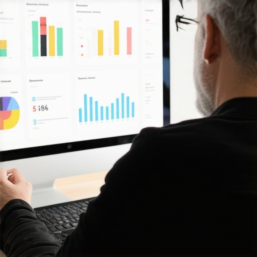 Business owner analyzing SEO analytics on a laptop