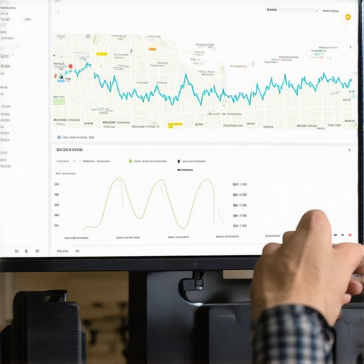 Person reviewing local SEO analytics on a laptop with Stockton maps and charts