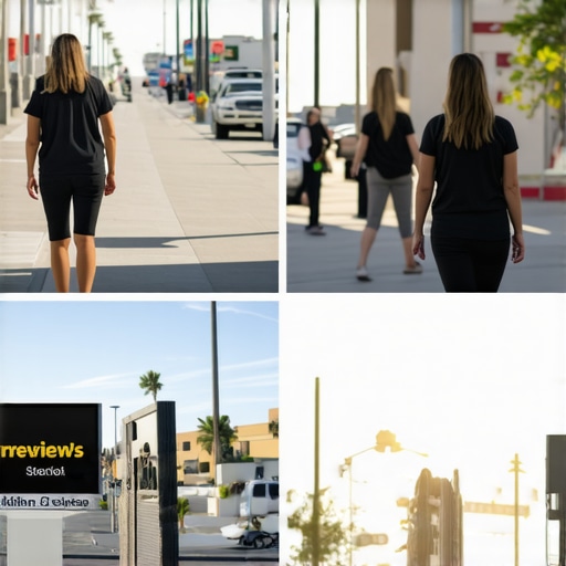 Collage of reviews, business signage, and California local landmarks