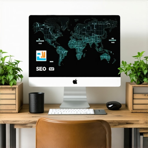 Screenshot of SEO management dashboard with maps and analytics tools.