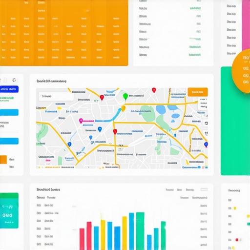 A computer screen showing local SEO analytics, Stockton map rankings, and Google My Business insights.