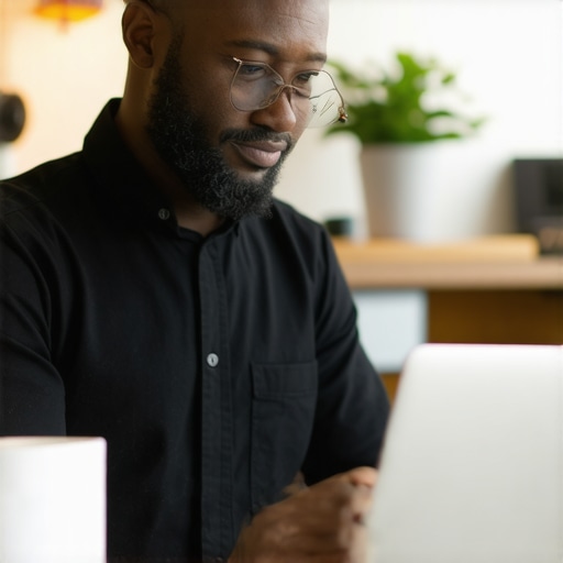 Optimizing GMB Profile Business owner editing Google My Business listing on laptop