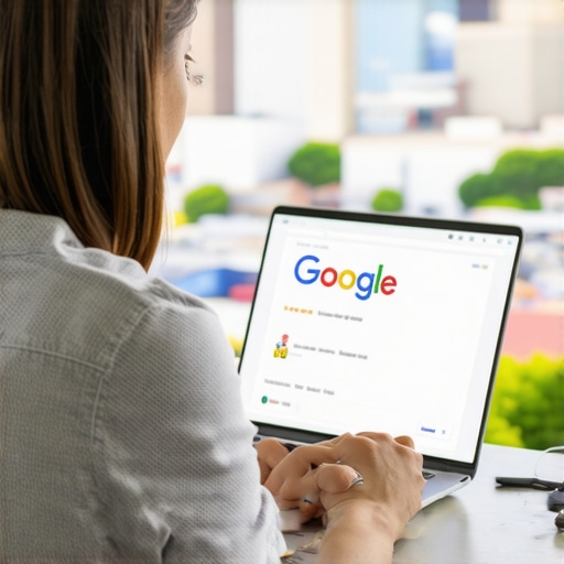 Business owner updating Google My Business profile in Stockton